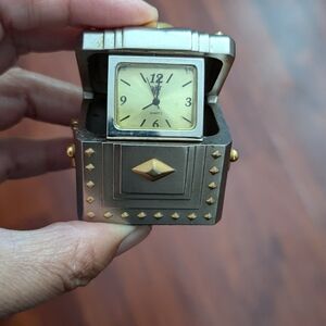 Rare Vintage Treasure Chest With Watch Inside. Stainless Steel? Beautiful.